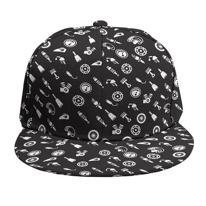 Motorcycle Parts Pattern Print Snapback Cap