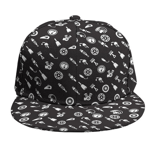 Motorcycle Parts Pattern Print Snapback Cap