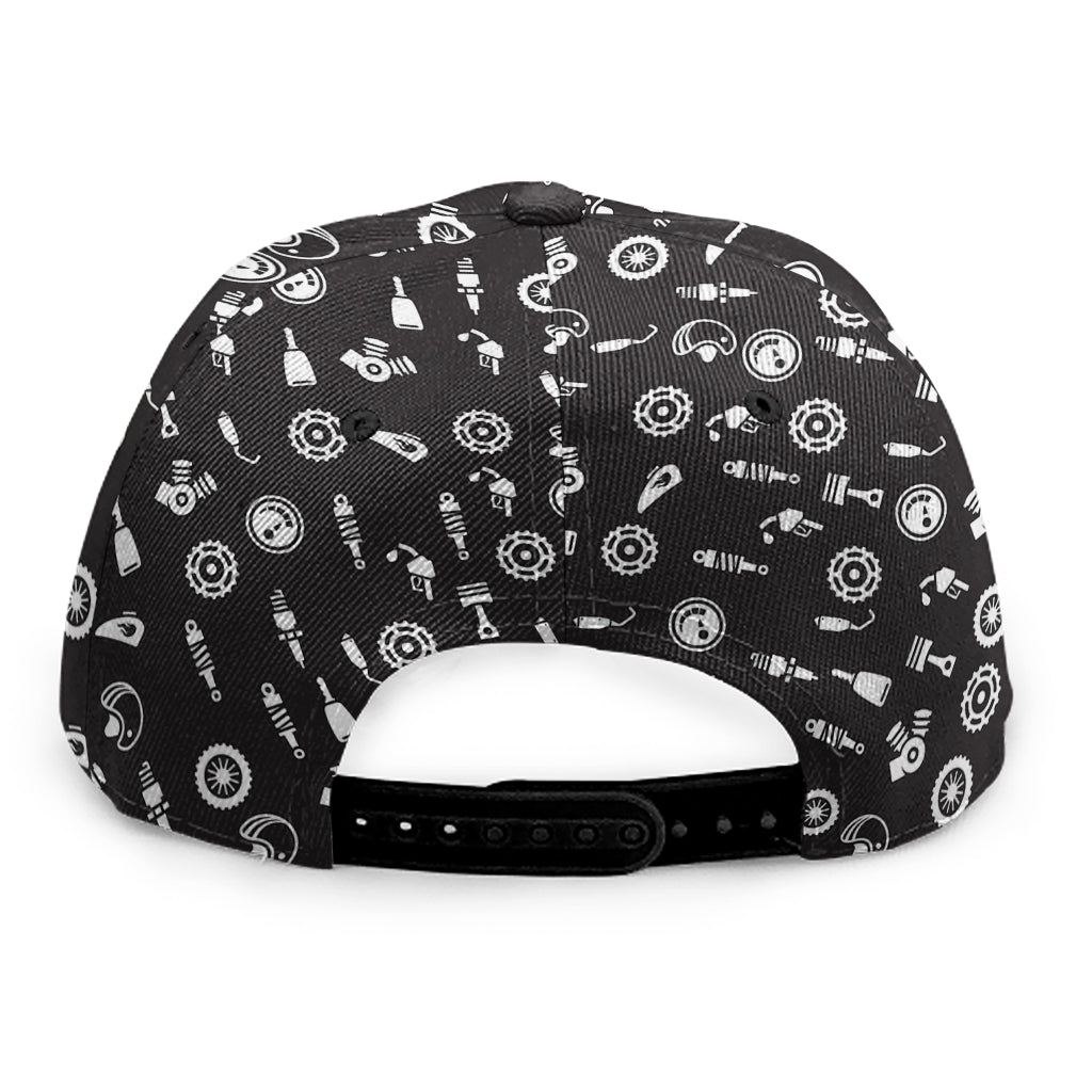 Motorcycle Parts Pattern Print Snapback Cap