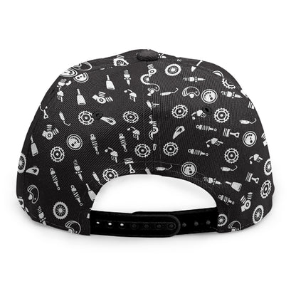 Motorcycle Parts Pattern Print Snapback Cap
