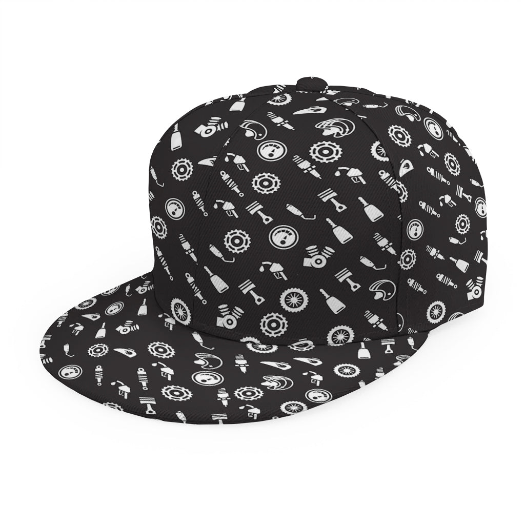 Motorcycle Parts Pattern Print Snapback Cap