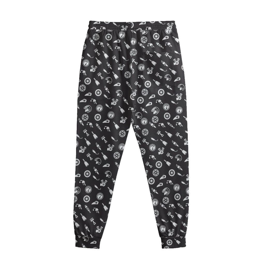 Motorcycle Parts Pattern Print Sweatpants