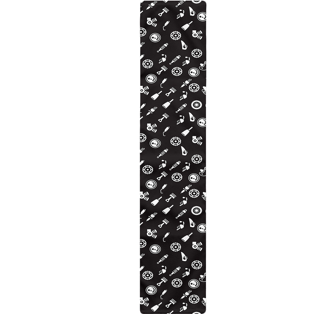 Motorcycle Parts Pattern Print Table Runner