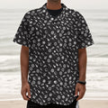 Motorcycle Parts Pattern Print Textured Short Sleeve Shirt