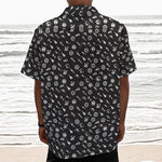 Motorcycle Parts Pattern Print Textured Short Sleeve Shirt