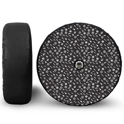 Motorcycle Parts Pattern Print Tire Cover With Camera Hole