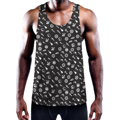 Motorcycle Parts Pattern Print Training Tank Top