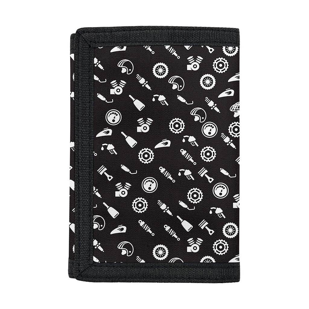 Motorcycle Parts Pattern Print Trifold Wallet