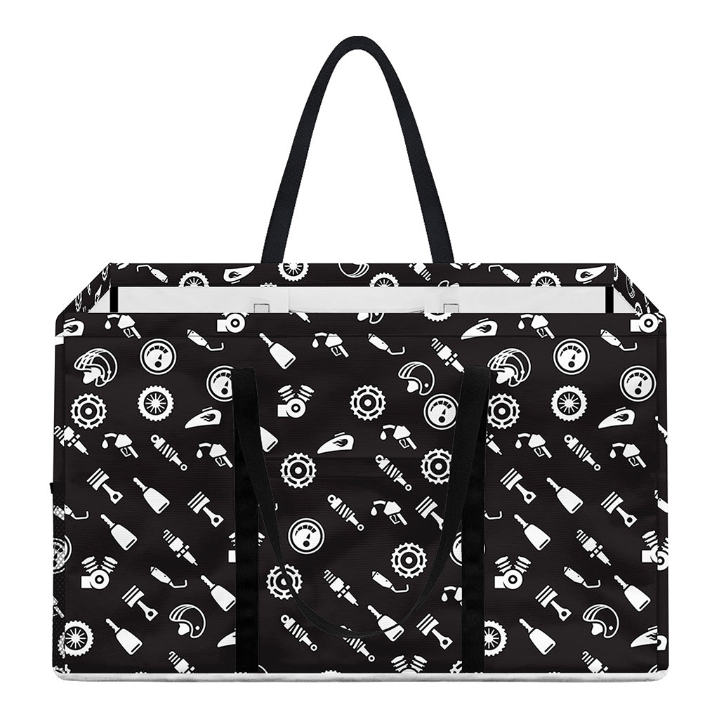 Motorcycle Parts Pattern Print Utility Tote Bag