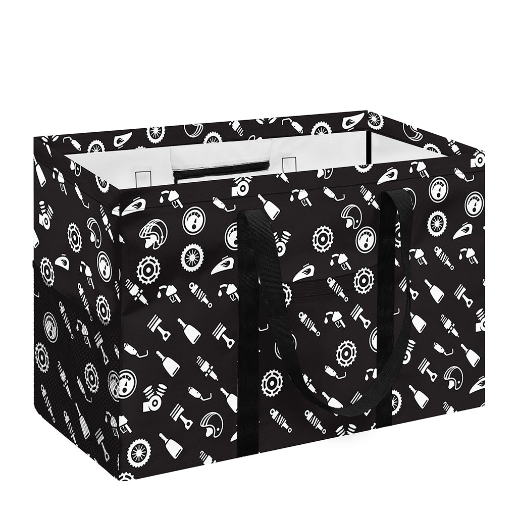 Motorcycle Parts Pattern Print Utility Tote Bag