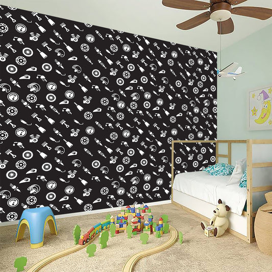 Motorcycle Parts Pattern Print Wall Sticker