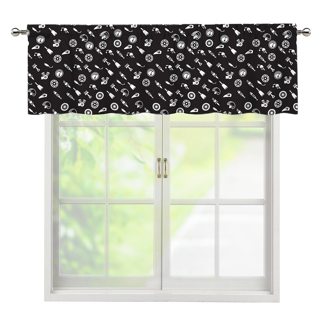 Motorcycle Parts Pattern Print Window Valance