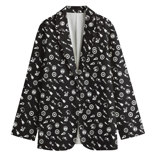 Motorcycle Parts Pattern Print Women's Blazer