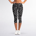 Motorcycle Parts Pattern Print Women's Capri Leggings