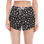 Motorcycle Parts Pattern Print Women's Split Running Shorts
