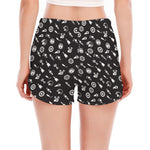 Motorcycle Parts Pattern Print Women's Split Running Shorts