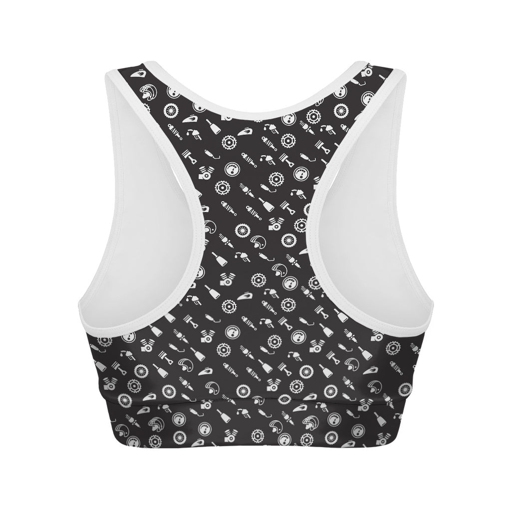 Motorcycle Parts Pattern Print Women's Sports Bra