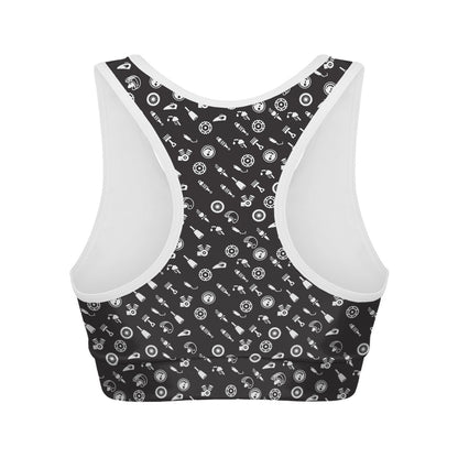 Motorcycle Parts Pattern Print Women's Sports Bra