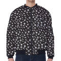 Motorcycle Parts Pattern Print Zip Sleeve Bomber Jacket