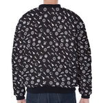 Motorcycle Parts Pattern Print Zip Sleeve Bomber Jacket