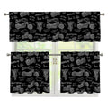 Motorcycle Quote Pattern Print 3 Piece Kitchen Curtains
