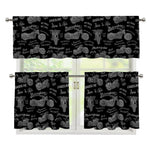 Motorcycle Quote Pattern Print 3 Piece Kitchen Curtains