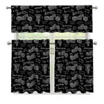 Motorcycle Quote Pattern Print 3 Piece Kitchen Curtains