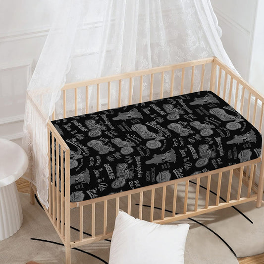 Motorcycle Quote Pattern Print Baby Crib Sheet