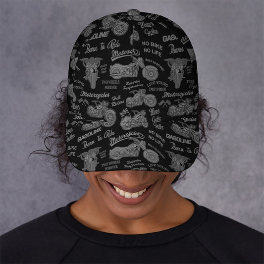 Motorcycle Quote Pattern Print Baseball Cap