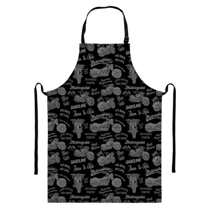 Motorcycle Quote Pattern Print Bib Apron With Pocket