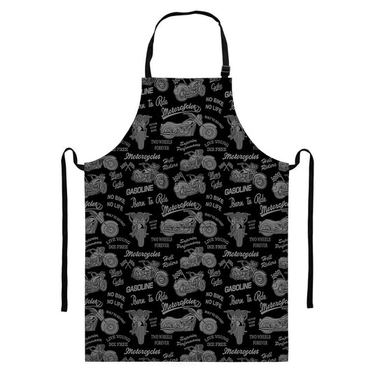 Motorcycle Quote Pattern Print Bib Apron With Pocket