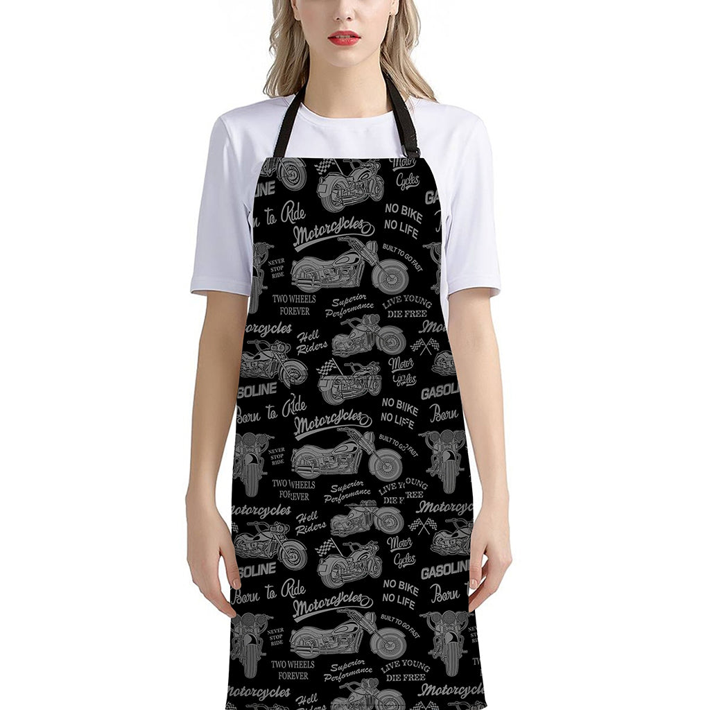 Motorcycle Quote Pattern Print Bib Apron With Pocket