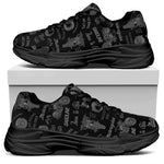 Motorcycle Quote Pattern Print Black Chunky Shoes
