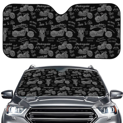 Motorcycle Quote Pattern Print Car Windshield Sun Shade