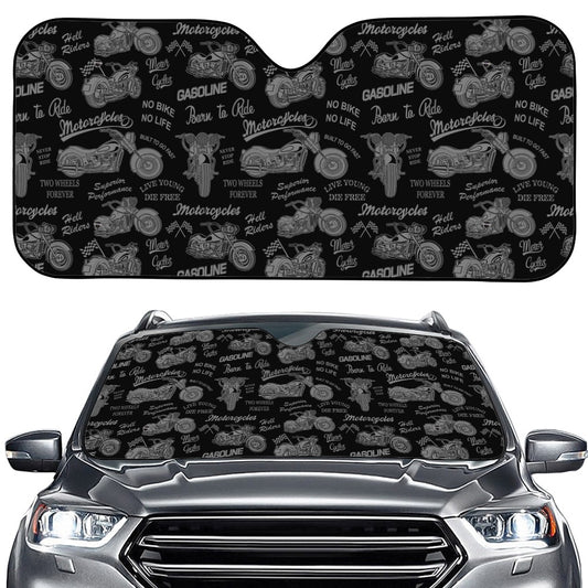 Motorcycle Quote Pattern Print Car Windshield Sun Shade