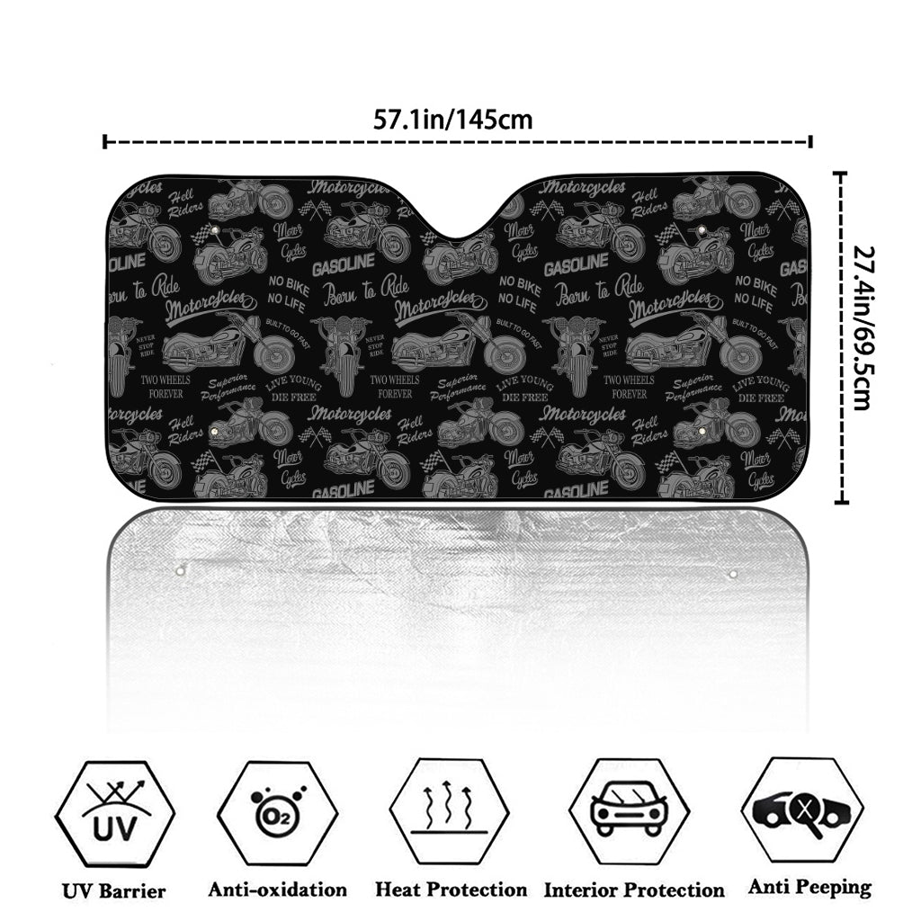 Motorcycle Quote Pattern Print Car Windshield Sun Shade