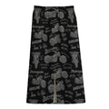 Motorcycle Quote Pattern Print Cotton Front Slit Maxi Skirt