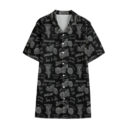 Motorcycle Quote Pattern Print Cotton Hawaiian Shirt