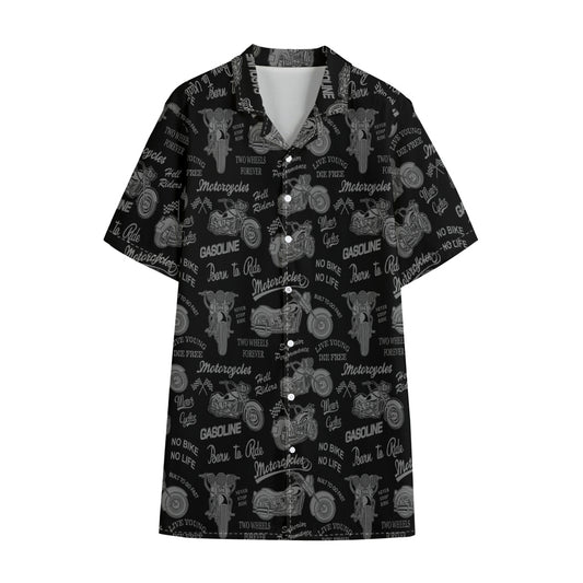 Motorcycle Quote Pattern Print Cotton Hawaiian Shirt