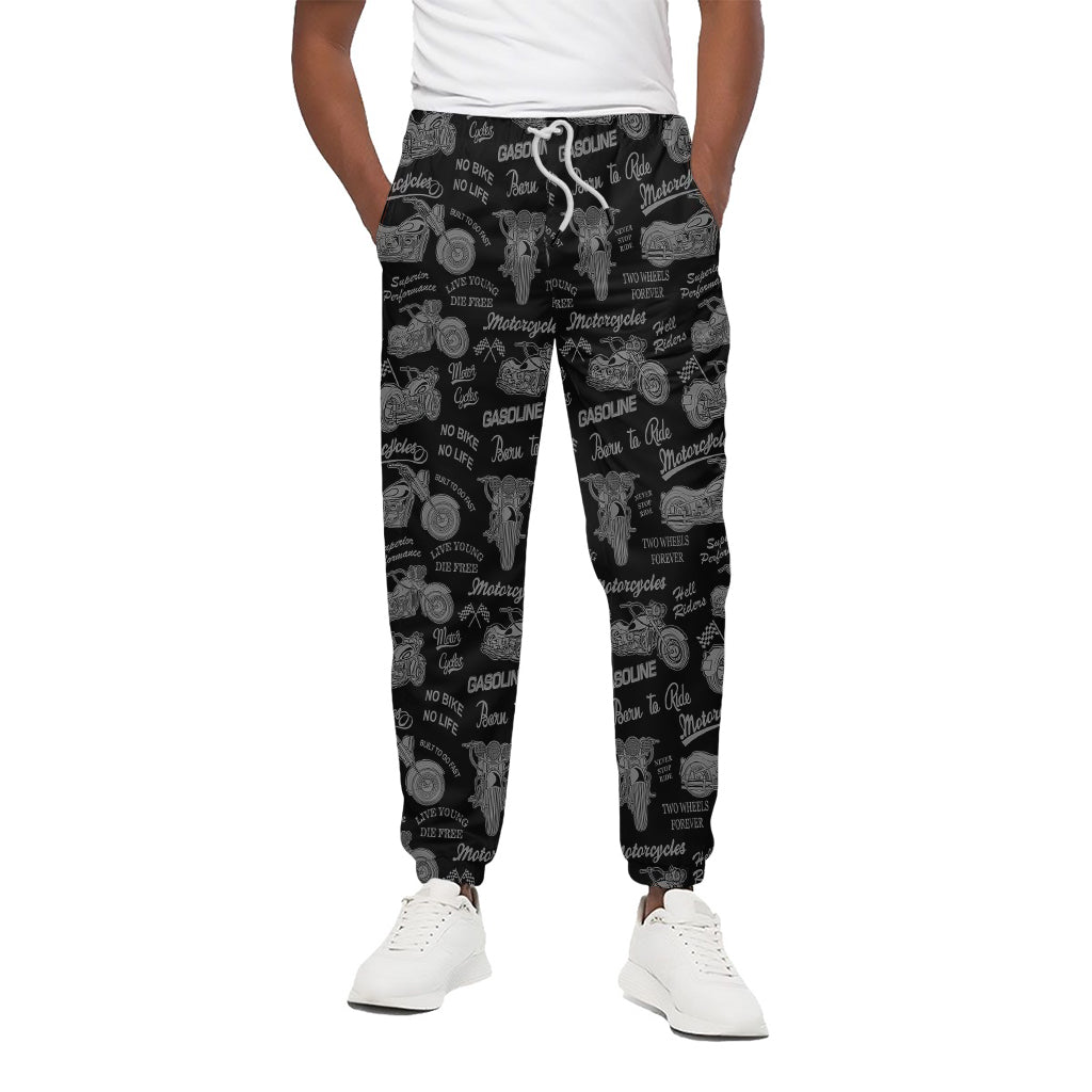 Motorcycle Quote Pattern Print Cotton Pants