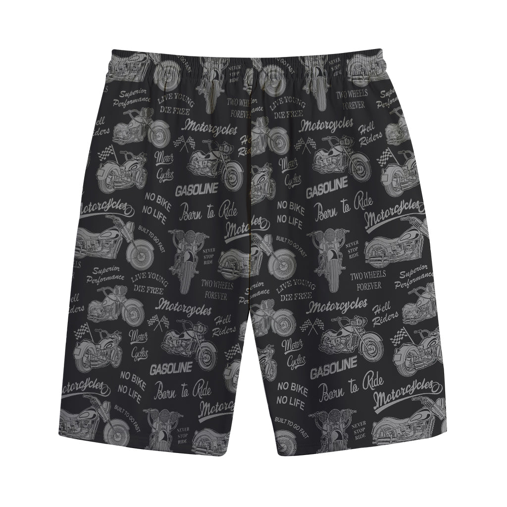 Motorcycle Quote Pattern Print Cotton Shorts