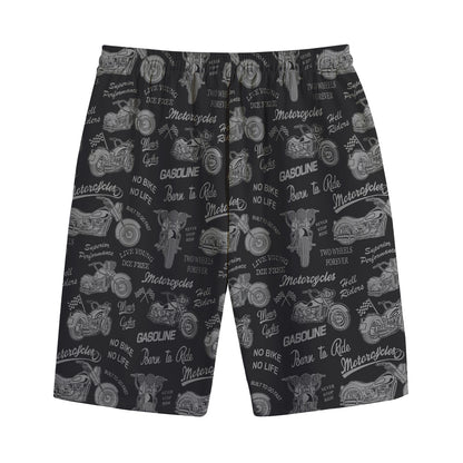 Motorcycle Quote Pattern Print Cotton Shorts