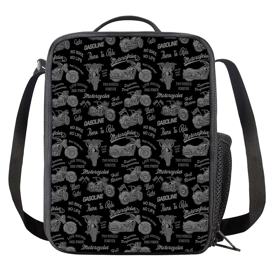 Motorcycle Quote Pattern Print Crossbody Lunch Bag