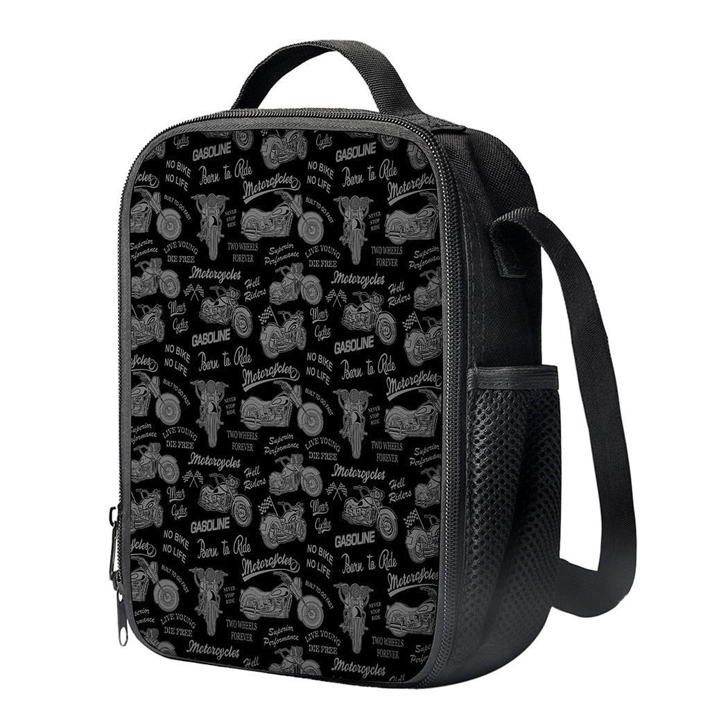Motorcycle Quote Pattern Print Crossbody Lunch Bag