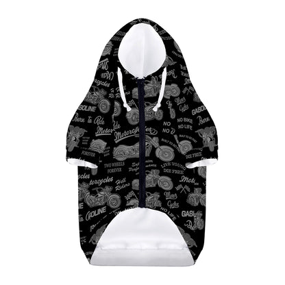 Motorcycle Quote Pattern Print Dog Zip Up Hoodie