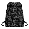 Motorcycle Quote Pattern Print Drawstring Backpack