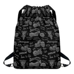 Motorcycle Quote Pattern Print Drawstring Backpack
