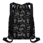 Motorcycle Quote Pattern Print Drawstring Backpack