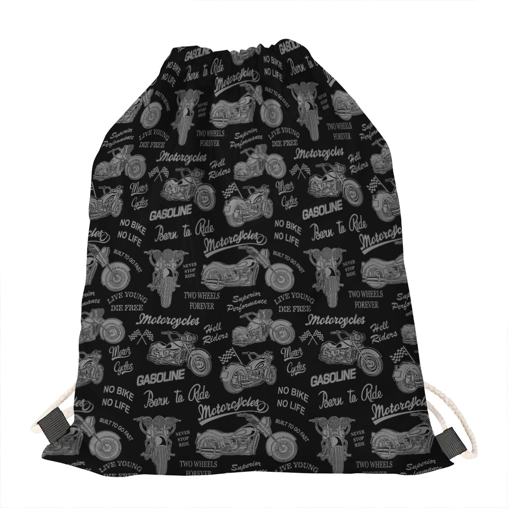 Motorcycle Quote Pattern Print Drawstring Bag