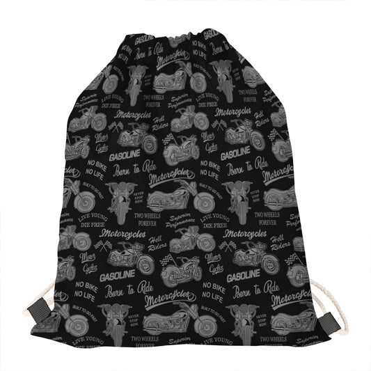 Motorcycle Quote Pattern Print Drawstring Bag
